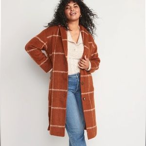 Relaxed Plaid Soft-Brushed Overcoat for Women